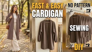EASY DIY CARDIGAN | How to Sew a Cardigan Without a Pattern (Sizes S-L)