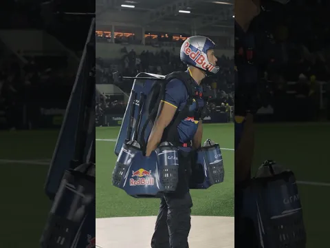 Jet Suit half-time show at Newcastle Red Bulls Rugby Club. #jetsuit #redbull