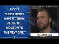Mets starter Tylor Megill reacts to rough outing in Mets 8-3 loss to Nationals on Wednesday SNY