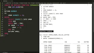 PLSQL user defined function to find given no is manager or not UDF Demo-7