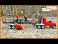 Download Lagu Hauling trees with kids ride on logging semi truck and cutting with chainsaw. Educational | Kid Crew