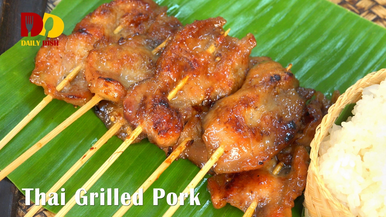 Thai Grilled Pork (Thai Food)    Moo Ping