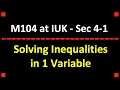 Solving Linear Inequalities in 1 Variable College Algebra Algebra 1