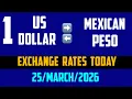 US dollars to Mexican pesos Forex trading money exchange rates today 25 march 2026 USD MXN
