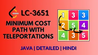 Minimum Cost Path with Teleportations Leetcode 3651 Java-Hindi