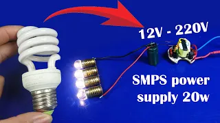 Turn an old FCL lamp to SMPS power supply 12V
