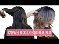 Caramel Highlights on Dark Hair BALAYAGE HIGHLIGHTS ON DARK BROWN HAIR