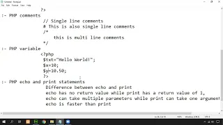 Lec 1 PHP introduction Syntax Variables and Print Statements