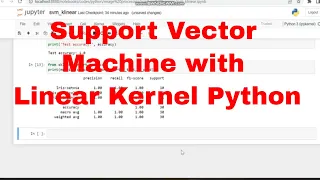Support Vector Machine SVM with linear kernel Python Code Machine Learning SVM Python