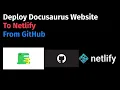How to deploy Docusaurus site to Netlify from GitHub