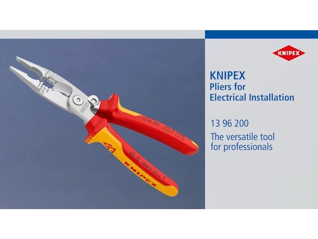 Клещи инсталаторски, синьо-червена ръкохватка 200мм, с фиксатор, Knipex - K1392200