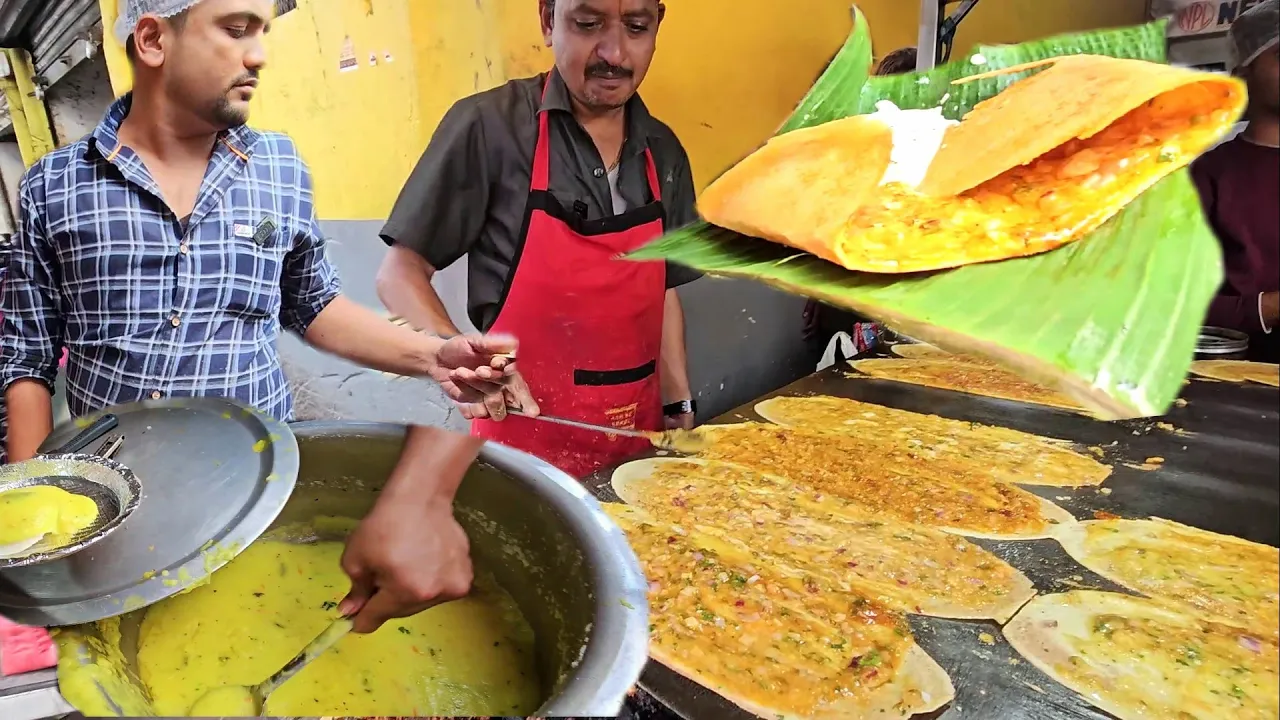 Famous Breakfast Ram ki Bandi Special Pizza Dosa - Hyderabad Street Food