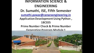 VTU PYTHON 18CS55 M1 L9 Prime Number Check and Generation