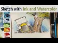 Car accident in watercolor and ink