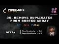 LeetCode 26 Remove Duplicates From Sorted Array Two-Pointer Approach C Java Python