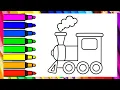 Train Coloring Page for Kids Cute Steam Train Printable Coloring Sheet