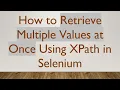 How to Retrieve Multiple Values at Once Using XPath in Selenium