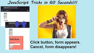 JavaScript Tricks in 60 Seconds - Click Button Form Appears Cancel Form Disappears