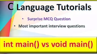 int main vs void main C Language Tutorial