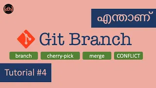 Git Commands Tutorial Code Malayalam branch merge cherry-pick CONFLICT