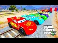 Lagu GTA 5 Spiderman Cars 3 DisneyCars Lightning McQueen, Tokyo Mater, Mack Truck Can Stop the train.
