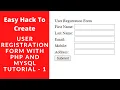User Registration Form Using PHP and MySql Part 1 - Create Registration Form