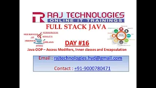 Full Stack Java Day 16 Java OOP Access Modifiers Encapsulation Raj Technologies