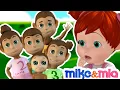 5 Little Monkeys Jumping on the Bed Nursery Rhyme Monkey Song Kids Songs By Mike Mia