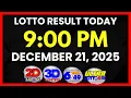 Lotto-uitslag vandaag, trekking van 21:00 uur, 21 december 2025 | 2D, 3D Swertres, 6/49, 6/58, PC...