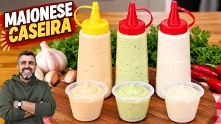 3 MAIONESES CASEIRAS QUE VÃO DEIXAR QUALQUER LANCHE PERFEITO! 😱 ALHO, VERDE E PIMENTA