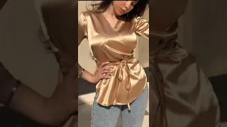 أجمل بلوزات ستان لمنسبات والسهرات تفاصيل روعه 