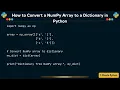 How to Convert a NumPy Array to a Dictionary in Python