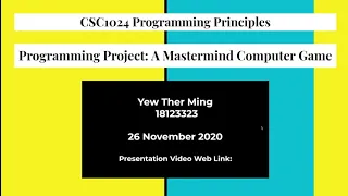 18123323 CSC1024 - Mastermind Presentation