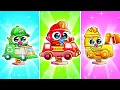 Wheels on the Vehicles Fire Truck Ambulance Excavator Yum Yum Kids Songs