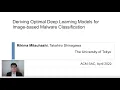 Deriving Optimal Deep Learning Models for Image-based Malware Classification