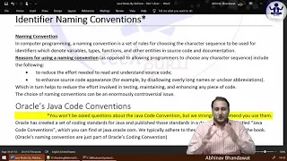 JNP1C4P3 Identifier Naming Conventions in Java By Abhinav Bhandawat In Hindi