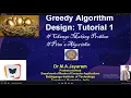 Greedy Algorithm Strategy Tutorial - 1 Prims Algorithm Dr M A Jayaram