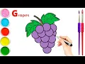 Grapes Coloring for Kids Fruit Coloring Pages Learn Colors Fruits