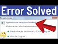 How To Fix Program exe Has Stopped Working Application has stopped working windows 7 Easy