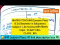 Macro Teaching Lesson Plan Life Science PLANT CELL B Ed HPU Class 8th