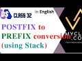 DS 32-- POSTFIX to PREFIX conversion using STACK with Example ENGLISH