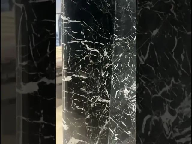 Marble Console Table Round Edge Black Noir