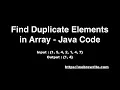 Print Duplicate Elements in Array - Java Code