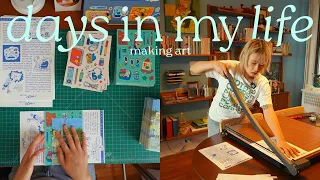 days in my life making art ✏️ gouache paintings, packing september mail club, illustrating