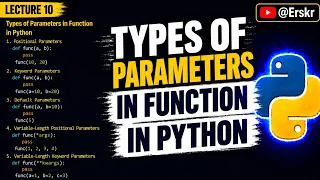 Lecture 10 Types of Function Parameters in Python Complete Tutorial Learn Python Easily Erskr