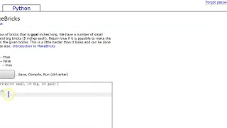 Logic-2 makeBricks Java Tutorial Codingbat com