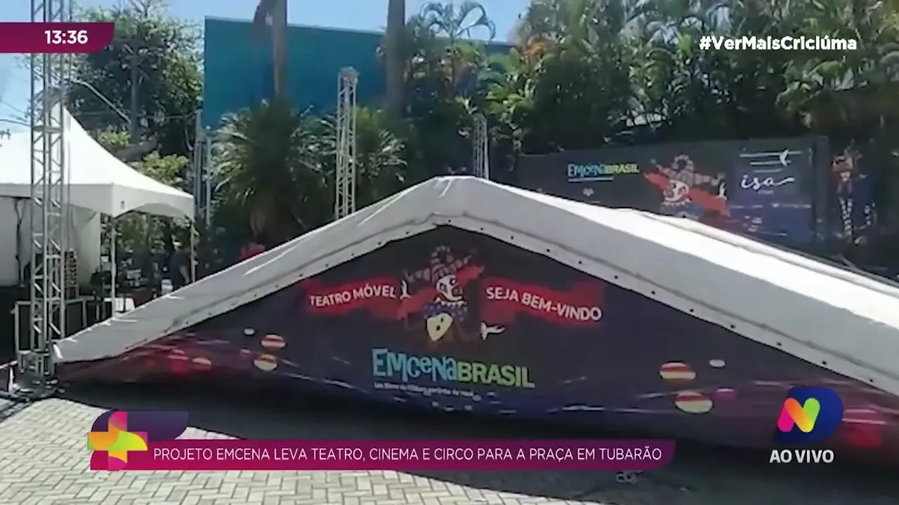 Projeto EmCena Brasil leva teatro, cinema e circo para a praça de Tubarão