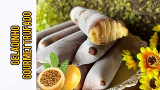 GELADINHO GOURMET TRUFADO DE MARACUJÁ COM BASE COZIDA SEM LIGAR NEUTRA 😉