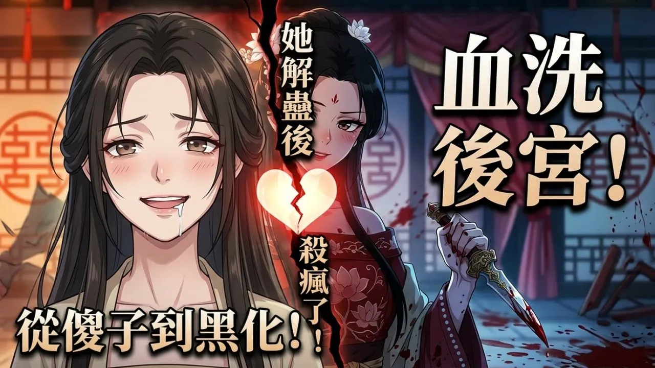 新婚夜傻妃扑倒皇上亲满脸口水,撞破头后心智觉醒,黑化血洗后宫!傻子贵妃解蛊后杀疯了