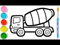 Download Lagu Betonwagen, graafmachine en kraan tekenen, schilderen 🚨🚧🚨 Kindertekenvideo's #371